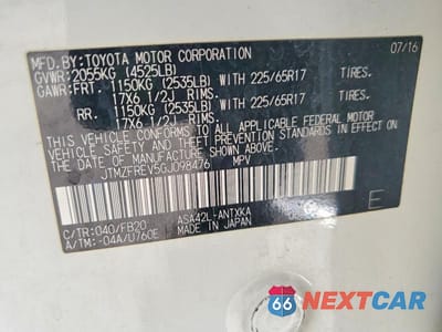 Zdjęcie 14 z 14 samochodu: 2016 TOYOTA RAV4 LE VIN:JTMZFREV5GJ098476 - miniatura
