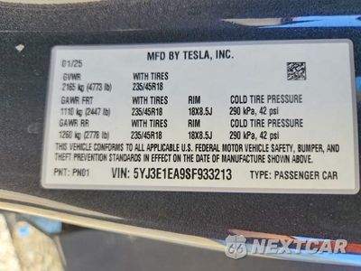 Zdjęcie 12 z 12 samochodu: 2025 TESLA MODEL 3 VIN:5YJ3E1EA9SF933213 - miniatura