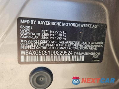 Zdjęcie 12 z 12 samochodu: 2013 BMW 528 I VIN:WBAXG5C51DD229524 - miniatura