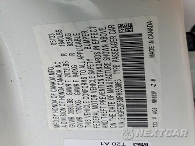 Zdjęcie 12 z 12 samochodu: 2023 HONDA CIVIC SPORT VIN:2HGFE2F50PH553863 - miniatura