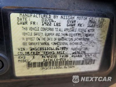 Zdjęcie 13 z 13 samochodu: 2006 NISSAN SENTRA 1.8 VIN:3N1CB51D06L567524 - miniatura