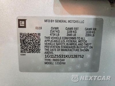 Zdjęcie 12 z 12 samochodu: 2019 CHEVROLET IMPALA LT VIN:1G11Z5S31KU128752 - miniatura