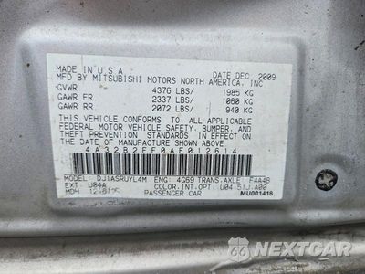 Zdjęcie 12 z 12 samochodu: 2010 MITSUBISHI GALANT FE VIN:4A32B2FF0AE012614 - miniatura