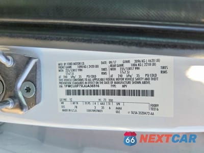 Zdjęcie 13 z 13 samochodu: 2018 FORD ESCAPE S VIN:1FMCU0F7XJUA36516 - miniatura