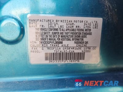Zdjęcie 12 z 12 samochodu: 2015 NISSAN VERSA NOTE SV VIN:3N1CE2CP1FL385098 - miniatura