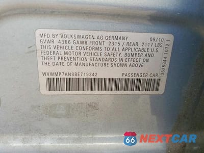 Zdjęcie 12 z 12 samochodu: 2011 VOLKSWAGEN CC SPORT VIN:WVWMP7AN8BE719342 - miniatura