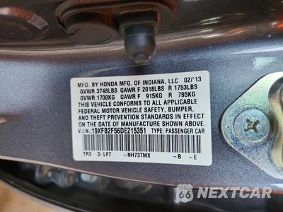 Zdjęcie 12 z 12 samochodu: 2013 HONDA CIVIC LX VIN:19XFB2F56DE215351 - miniatura