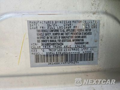 Zdjęcie 12 z 12 samochodu: 2021 NISSAN SENTRA SV VIN:3N1AB8CV4MY294294 - miniatura