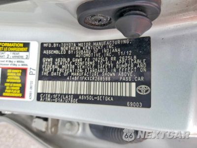 Zdjęcie 12 z 12 samochodu: 2012 TOYOTA CAMRY XLE VIN:4T4BF1FKXCR268588 - miniatura