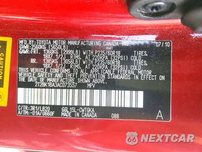 Zdjęcie 13 z 13 samochodu: 2010 LEXUS RX 350 VIN:2T2BK1BA3AC073557 - miniatura