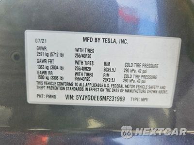Zdjęcie 13 z 13 samochodu: 2021 TESLA MODEL Y VIN:5YJYGDEE6MF231969 - miniatura