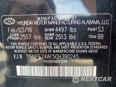 Zdjęcie 12 z 12 samochodu: 2016 HYUNDAI SONATA SE VIN:5NPE24AF5GH390245 - miniatura