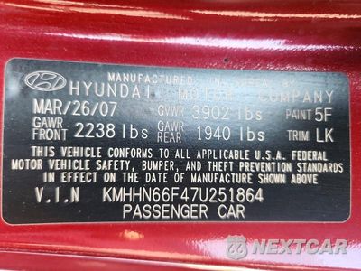 Zdjęcie 12 z 12 samochodu: 2007 HYUNDAI TIBURON GT VIN:KMHHN66F47U251864 - miniatura