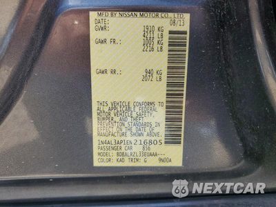 Zdjęcie 13 z 13 samochodu: 2014 NISSAN ALTIMA 2.5 S VIN:1N4AL3AP1EN216805 - miniatura