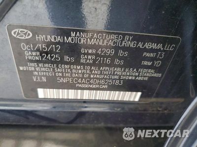 Zdjęcie 12 z 12 samochodu: 2013 HYUNDAI SONATA LIMITED VIN:5NPEC4AC4DH625183 - miniatura