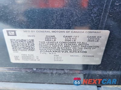Zdjęcie 12 z 12 samochodu: 2020 CHEVROLET EQUINOX LT VIN:2GNAXKEV2L6254506 - miniatura