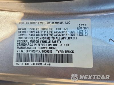 Zdjęcie 12 z 12 samochodu: 2018 HONDA RIDGELINE SPORT VIN:5FPYK3F1XJB006686 - miniatura