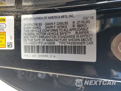 Zdjęcie 12 z 12 samochodu: 2018 HONDA ACCORD EXL VIN:1HGCV1F51JA139056 - miniatura