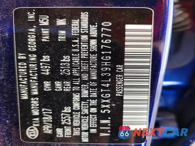 Zdjęcie 13 z 13 samochodu: 2017 KIA OPTIMA LX VIN:5XXGT4L39HG176770 - miniatura
