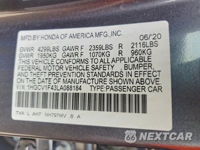 Zdjęcie 12 z 12 samochodu: 2020 HONDA ACCORD EX VIN:1HGCV1F43LA088184 - miniatura