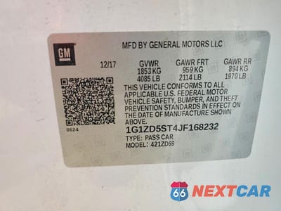 Zdjęcie 12 z 12 samochodu: 2018 CHEVROLET MALIBU LT VIN:1G1ZD5ST4JF168232 - miniatura