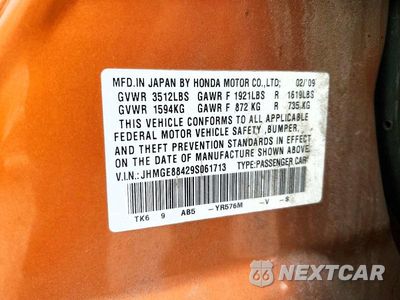 Zdjęcie 12 z 12 samochodu: 2009 HONDA FIT SPORT VIN:JHMGE88429S061713 - miniatura