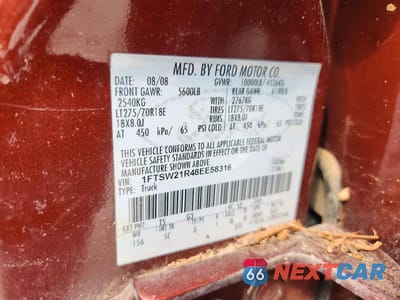 Zdjęcie 12 z 12 samochodu: 2008 FORD F250 SUPER DUTY VIN:1FTSW21R48EE58316 - miniatura