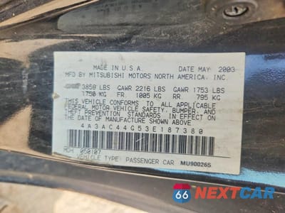Zdjęcie 12 z 12 samochodu: 2003 MITSUBISHI ECLIPSE GS VIN:4A3AC44G53E187380 - miniatura