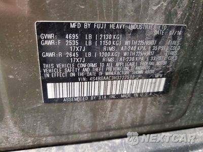 Zdjęcie 12 z 12 samochodu: 2017 SUBARU OUTBACK 2.5I VIN:4S4BSAAC3H3222510 - miniatura