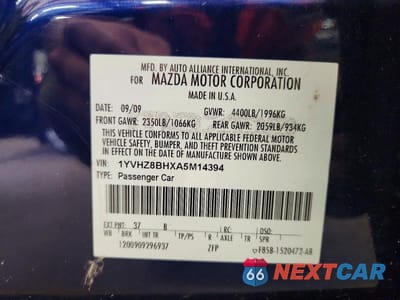 Zdjęcie 12 z 12 samochodu: 2010 MAZDA 6 I VIN:1YVHZ8BHXA5M14394 - miniatura
