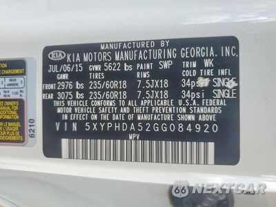 Zdjęcie 13 z 13 samochodu: 2016 KIA SORENTO EX VIN:5XYPHDA52GG084920 - miniatura