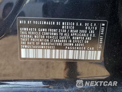 Zdjęcie 12 z 12 samochodu: 2019 VOLKSWAGEN GOLF S VIN:3VWG57AU5KM025032 - miniatura