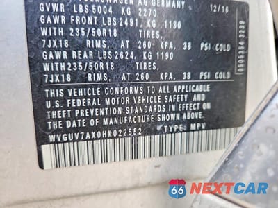 Zdjęcie 13 z 13 samochodu: 2017 VOLKSWAGEN TIGUAN SPORT VIN:WVGUV7AX0HK022552 - miniatura