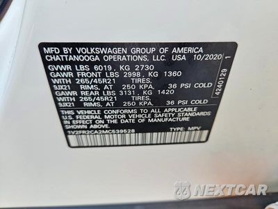 Zdjęcie 13 z 13 samochodu: 2021 VOLKSWAGEN ATLAS SEL PREMIUM R-LINE VIN:1V2FR2CA2MC539528 - miniatura