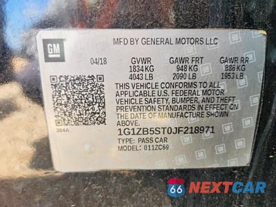 Zdjęcie 13 z 13 samochodu: 2018 CHEVROLET MALIBU LS VIN:1G1ZB5ST0JF218971 - miniatura