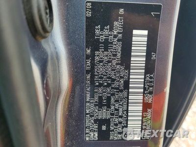 Zdjęcie 12 z 12 samochodu: 2008 TOYOTA TUNDRA SR5 VIN:5TFEV54188X051885 - miniatura