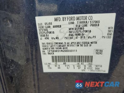 Zdjęcie 13 z 14 samochodu: 2005 FORD F350 SRW SUPER DUTY VIN:1FTWW31P65ED33111 - miniatura