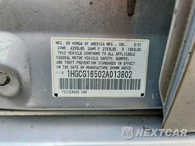 Zdjęcie 12 z 12 samochodu: 2002 HONDA ACCORD EX VIN:1HGCG16502A013802 - miniatura