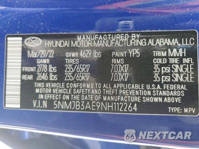 Zdjęcie 13 z 13 samochodu: 2022 HYUNDAI TUCSON SEL VIN:5NMJB3AE9NH112264 - miniatura