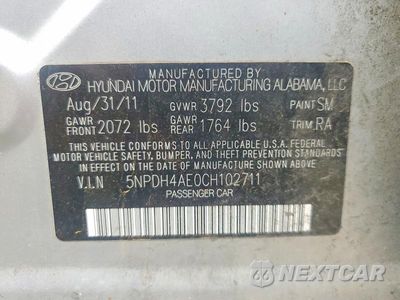 Zdjęcie 12 z 12 samochodu: 2012 HYUNDAI ELANTRA LIMITED VIN:5NPDH4AE0CH102711 - miniatura