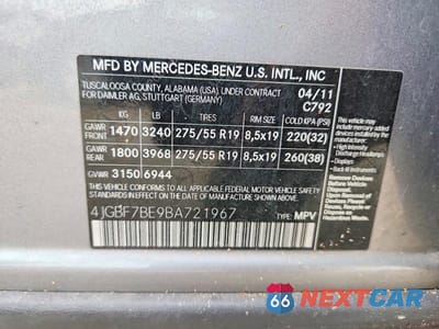 Zdjęcie 13 z 13 samochodu: 2011 MERCEDES-BENZ GL 450 4MATIC VIN:4JGBF7BE9BA721967 - miniatura