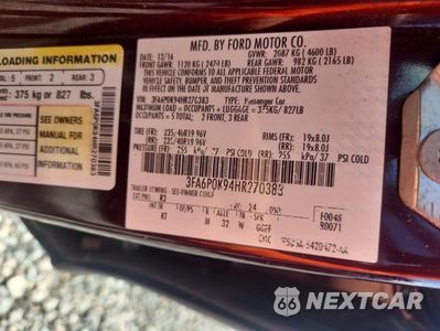 Zdjęcie 12 z 12 samochodu: 2017 FORD FUSION TITANIUM VIN:3FA6P0K94HR270383 - miniatura