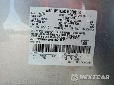 Zdjęcie 13 z 13 samochodu: 2020 FORD EDGE SEL VIN:2FMPK4J94LBA88952 - miniatura