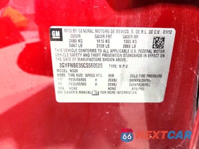 Zdjęcie 13 z 13 samochodu: 2012 CADILLAC SRX PERFORMANCE COLLECTION VIN:3GYFNBE35CS560520 - miniatura