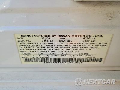 Zdjęcie 12 z 12 samochodu: 2007 NISSAN MAXIMA 3.5 SE VIN:1N4BA41E07C842696 - miniatura