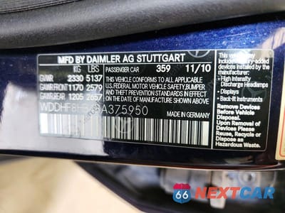 Zdjęcie 12 z 12 samochodu: 2011 MERCEDES-BENZ E 350 4MATIC VIN:WDDHF8HB4BA375950 - miniatura