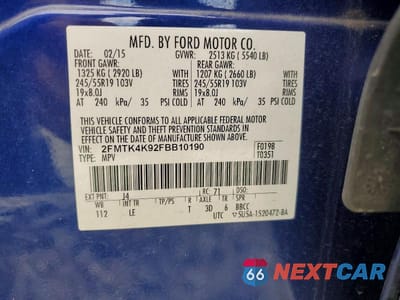 Zdjęcie 13 z 13 samochodu: 2015 FORD EDGE TITANIUM VIN:2FMTK4K92FBB10190 - miniatura
