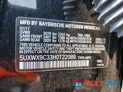 Zdjęcie 12 z 12 samochodu: 2017 BMW X3 XDRIVE28I VIN:5UXWX9C33H0T22089 - miniatura