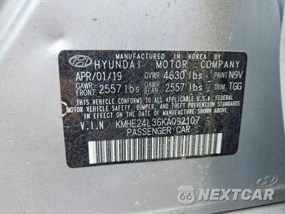 Zdjęcie 12 z 12 samochodu: 2019 HYUNDAI SONATA HYBRID SE VIN:KMHE24L36KA092107 - miniatura