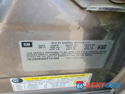 Zdjęcie 12 z 12 samochodu: 2012 CHEVROLET MALIBU 1LT VIN:1G1ZC5E06CF101560 - miniatura